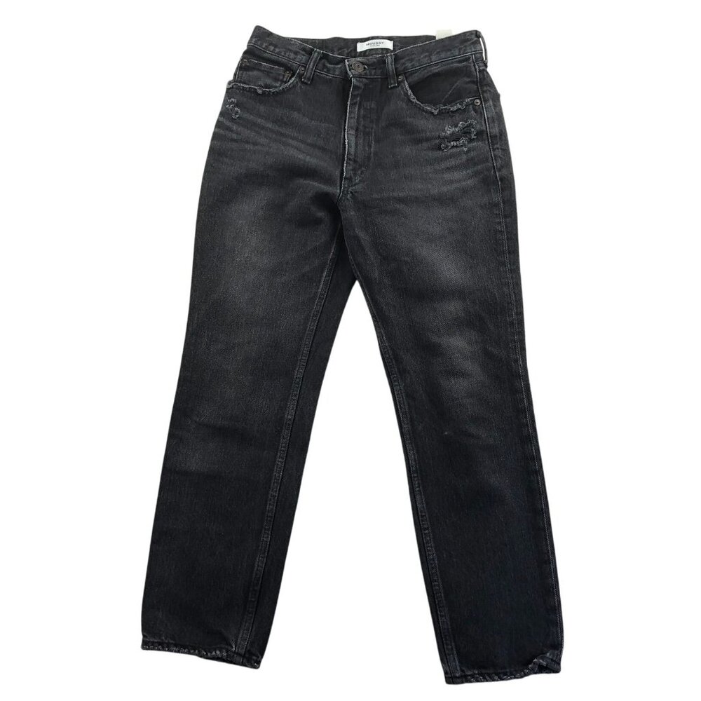 Moussy Women Jeans Size 27 Black Denim Distressed Straight Leg